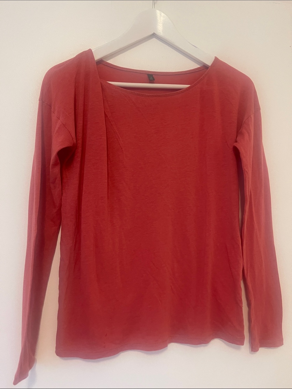 United Colors of Benetton Coral Pink Long-Sleeve Scoop Neck Tee